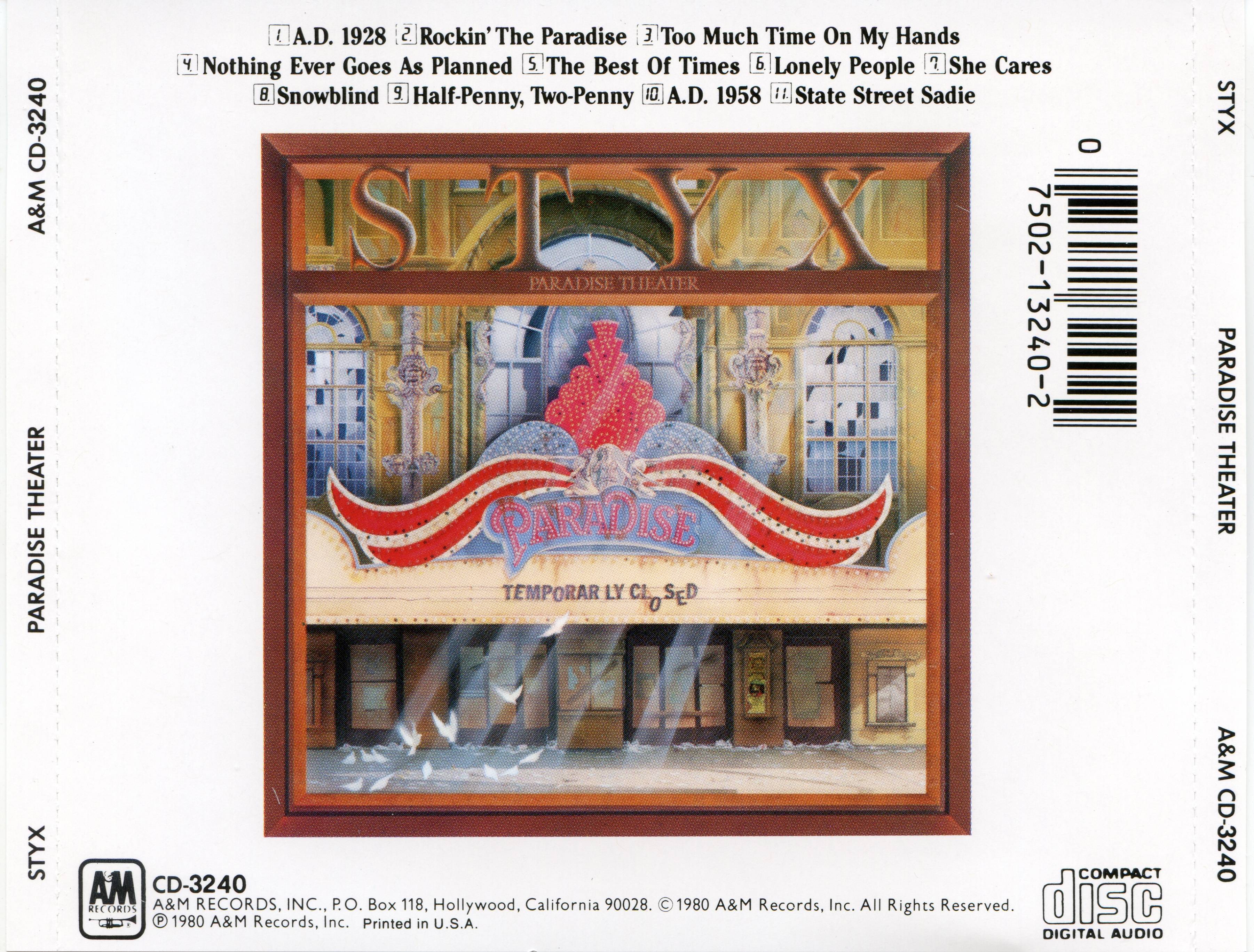 Styx Paradise Theatre : Back | CD Covers | Cover Century | Over 1.000. ...